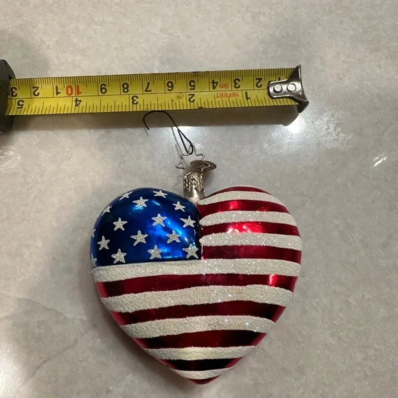Vintage Christopher Radko Handmade Patriotic Heart Ornament - Picture 7 of 8